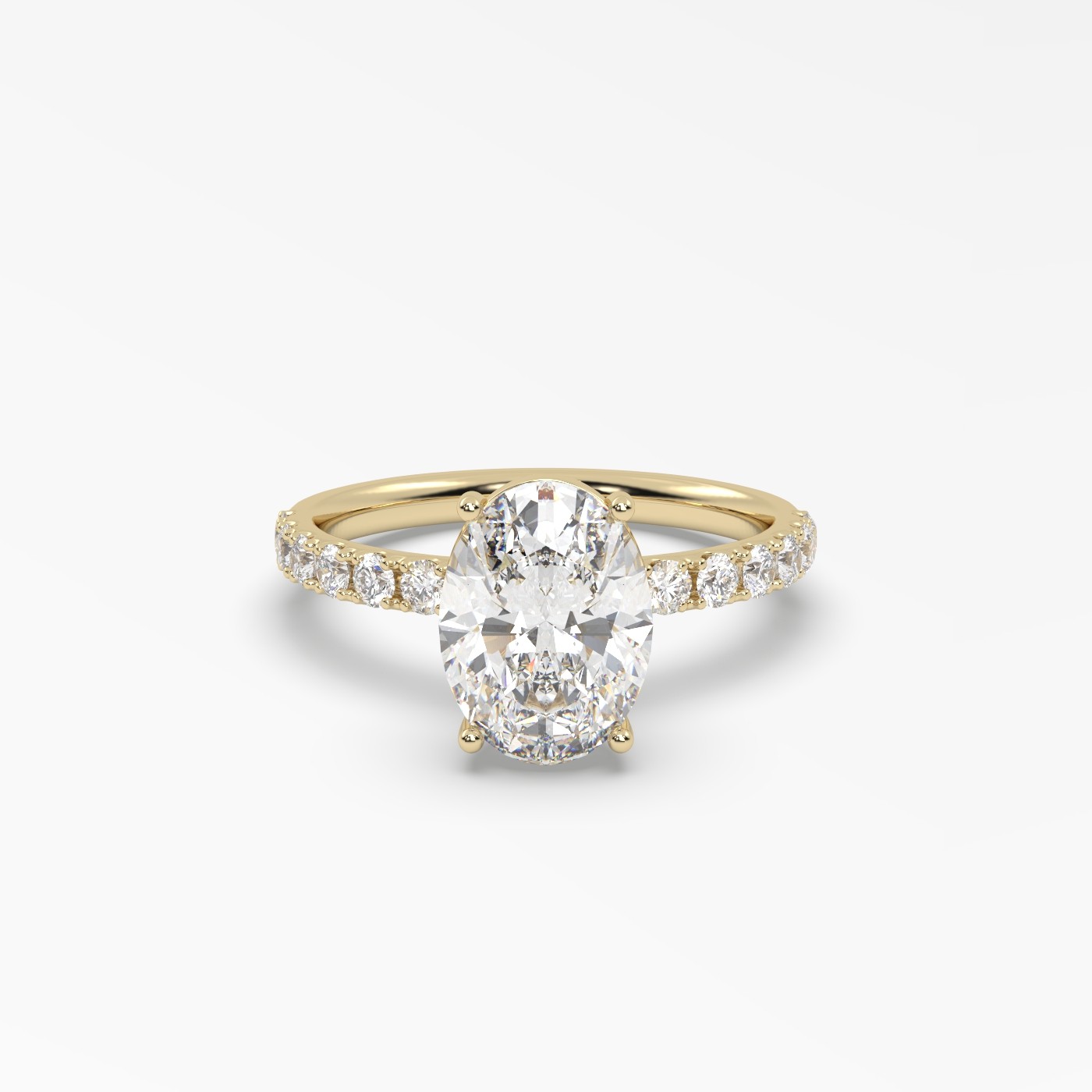 18K YELLOW GOLD Oval Diamond Pave Engagement Ring