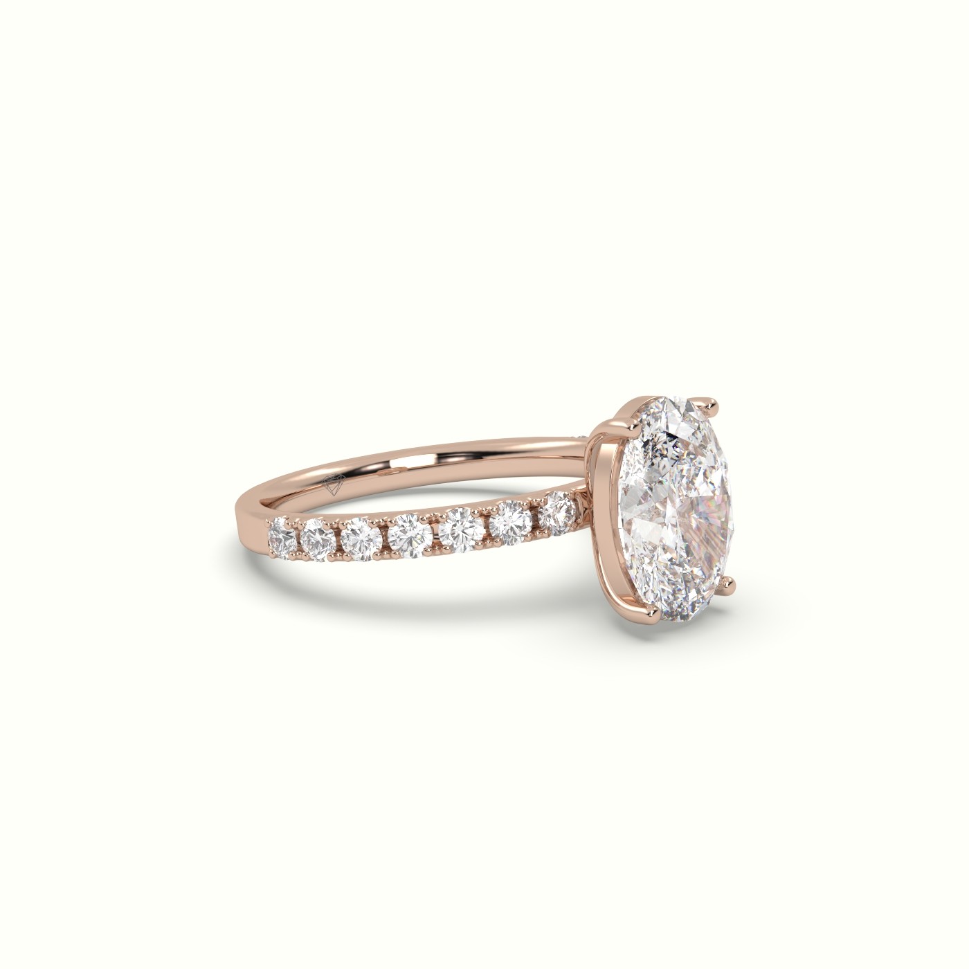 18K ROSE GOLD Oval Diamond Pave Engagement Ring