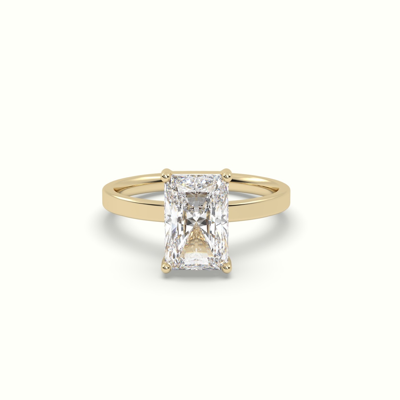18K YELLOW GOLD Radiant Cut Solitaire Diamond Ring Precious Jewels Antwerp Radiance