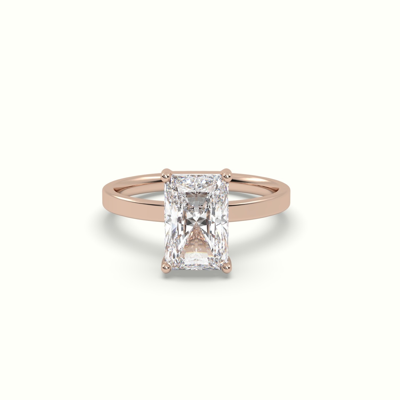 18K ROSE GOLD Radiant Cut Solitaire Diamond Ring Precious Jewels Antwerp Radiance