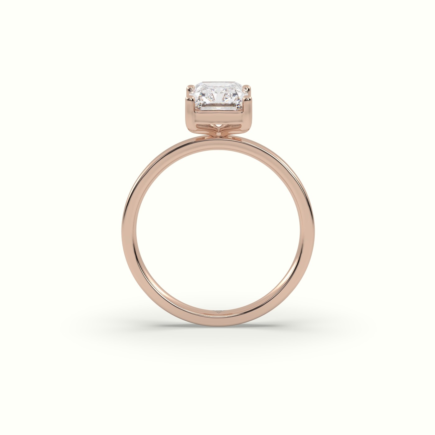 18K ROSE GOLD Radiant Cut Solitaire Diamond Ring Precious Jewels Antwerp Radiance