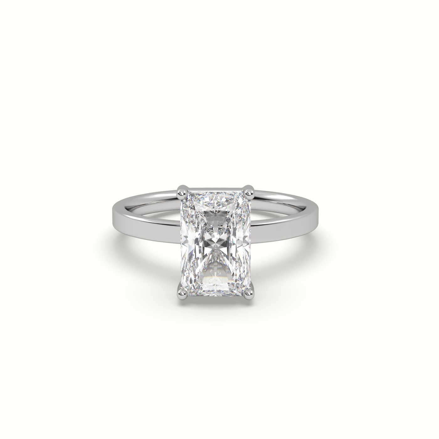 18K WHITE GOLD Radiant Cut Solitaire Diamond Ring Precious Jewels Antwerp Radiance