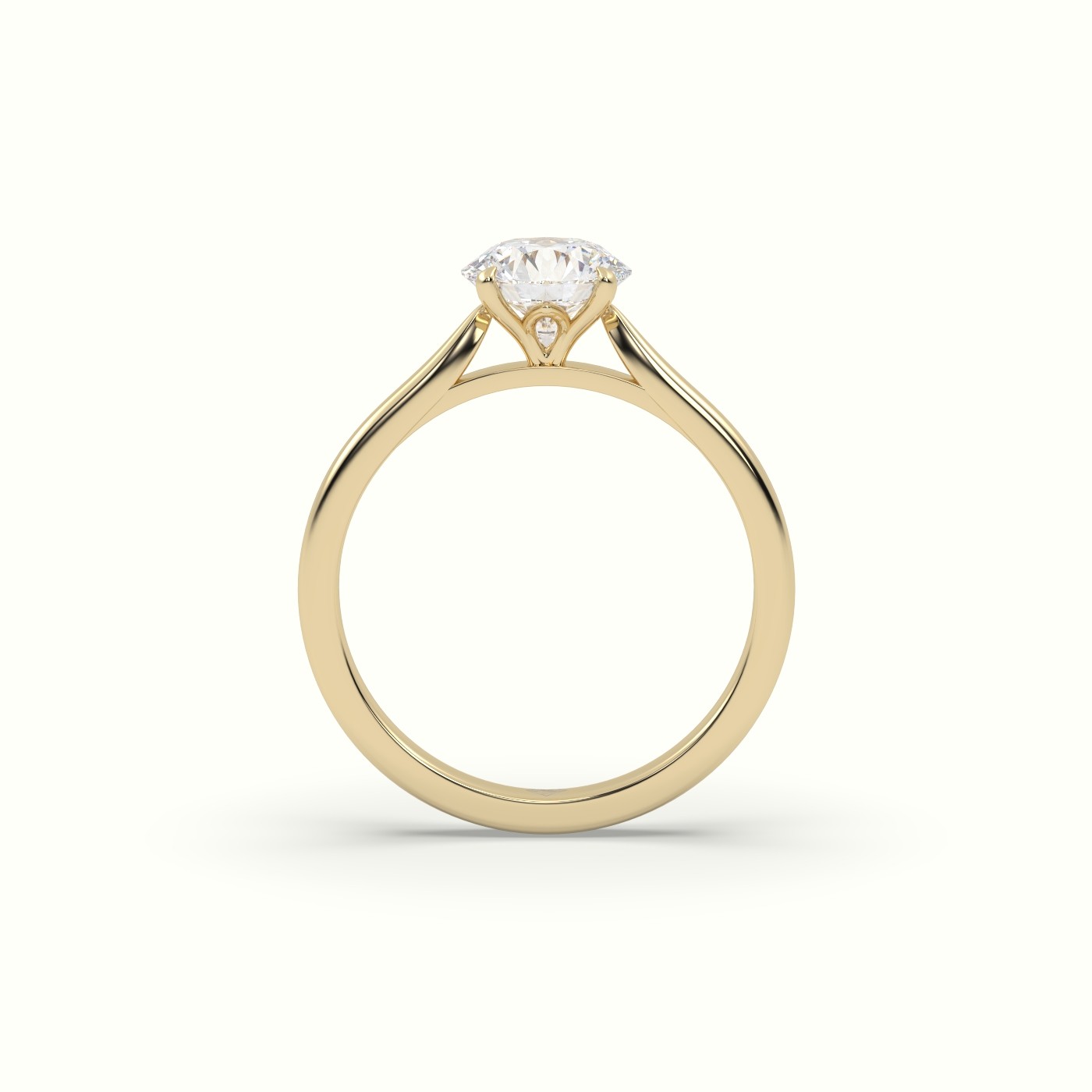 18K Yellow Gold Round Cut Solitaire Diamond 4 prongs Ring