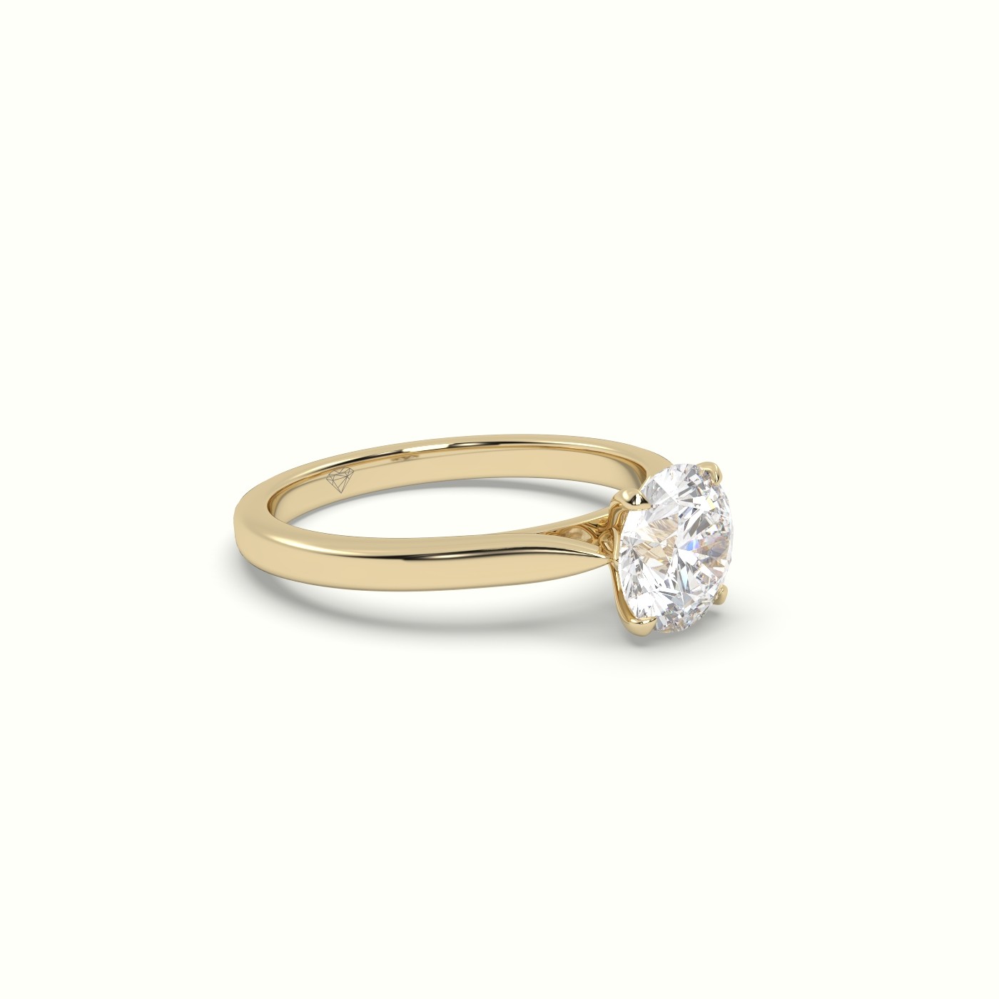 18K Yellow Gold Round Cut Solitaire Diamond 4 prongs Ring