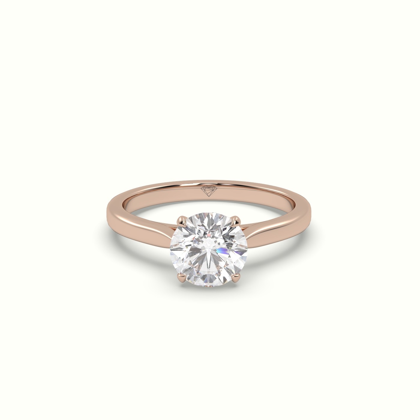 18K Rose Gold Round Cut Diamond 4 prongs Solitaire Ring