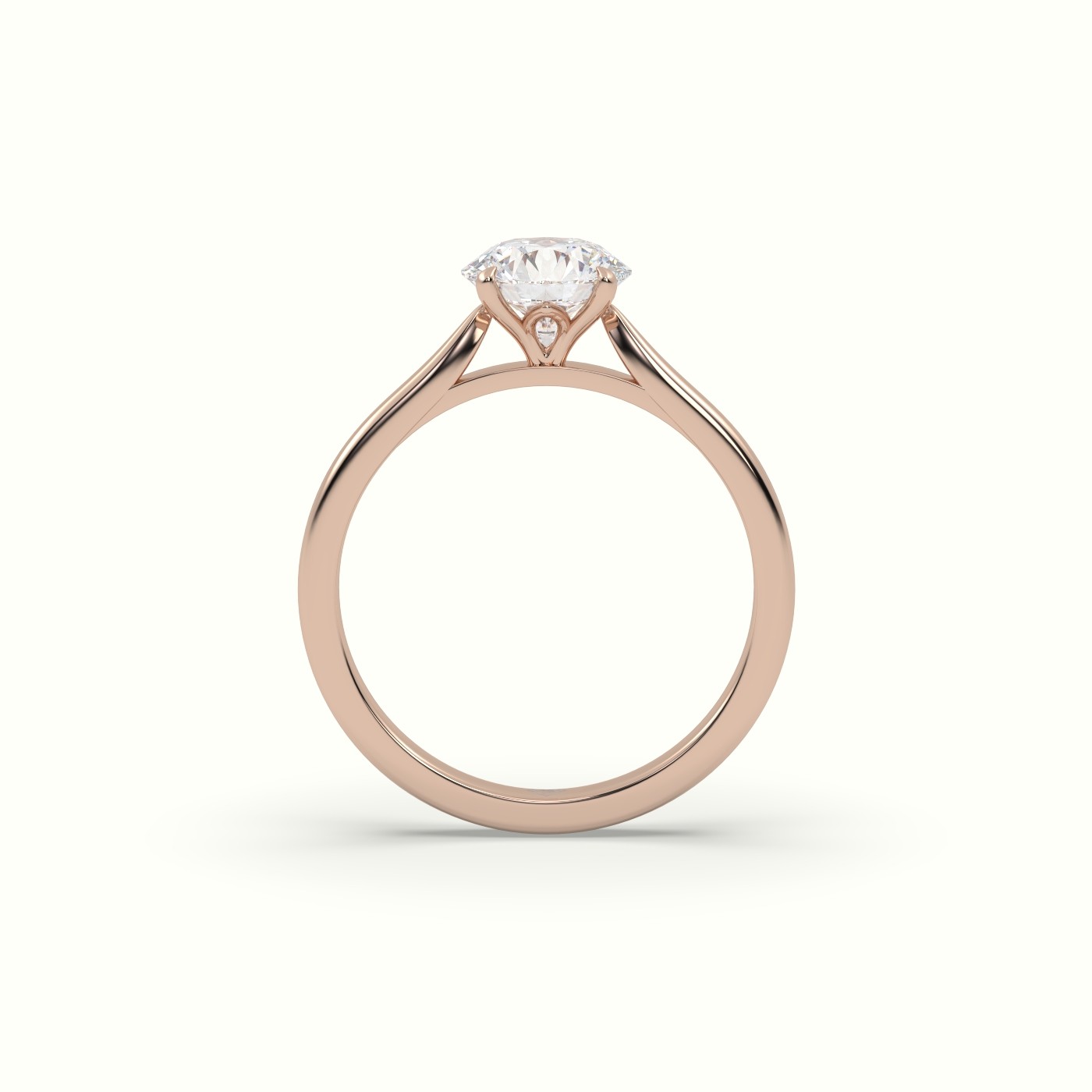 18K Rose Gold Round Cut Diamond 4 prongs Solitaire Ring