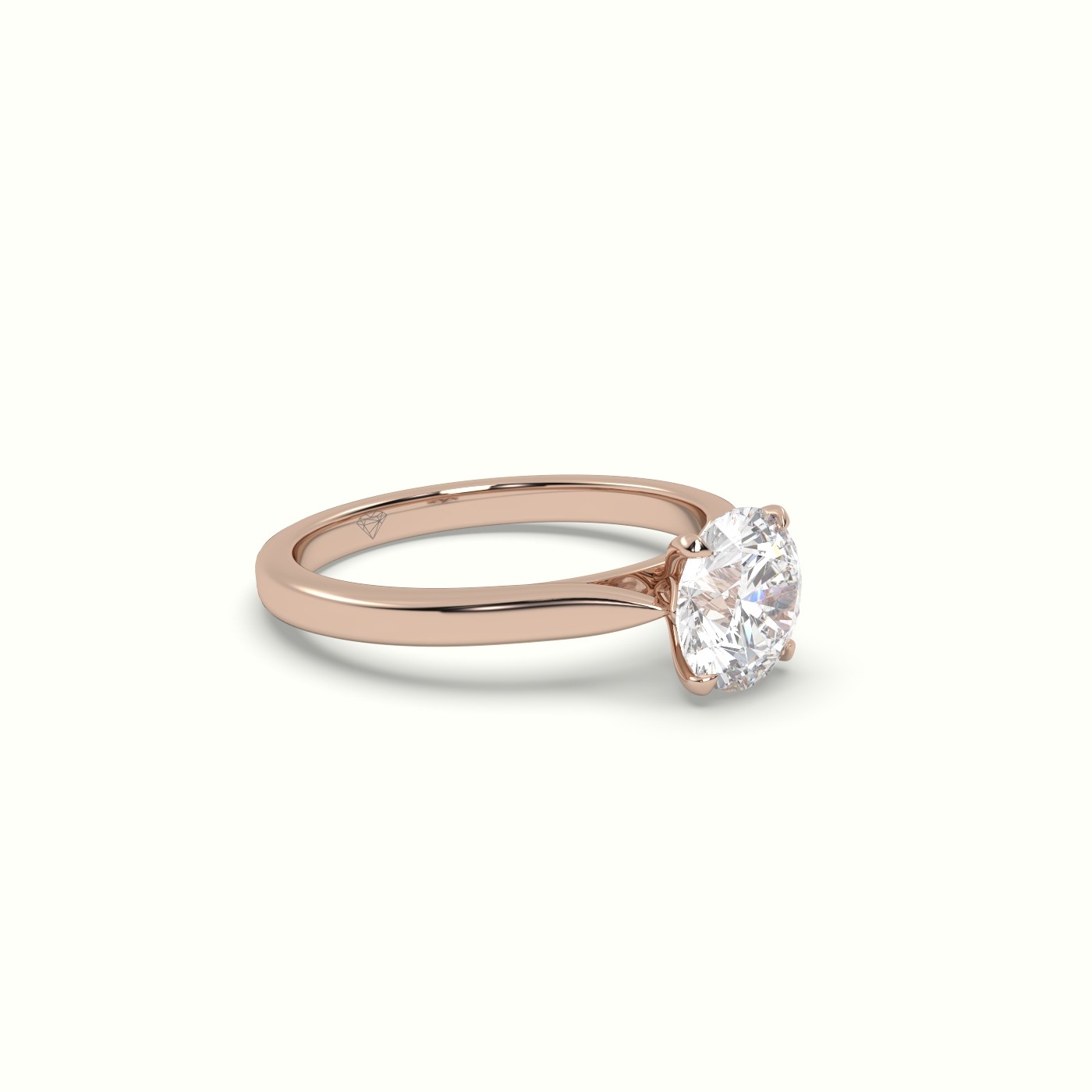 18K Rose Gold Round Cut Diamond 4 prongs Solitaire Ring
