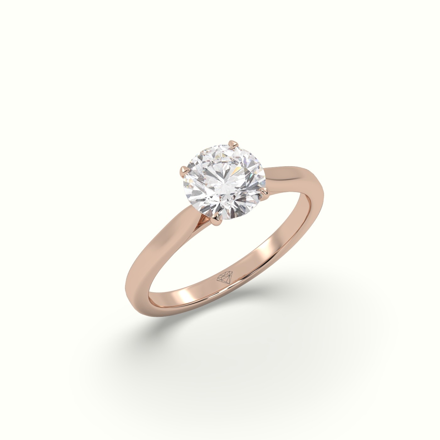 18K Rose Gold Round Cut Diamond 4 prongs Solitaire Ring