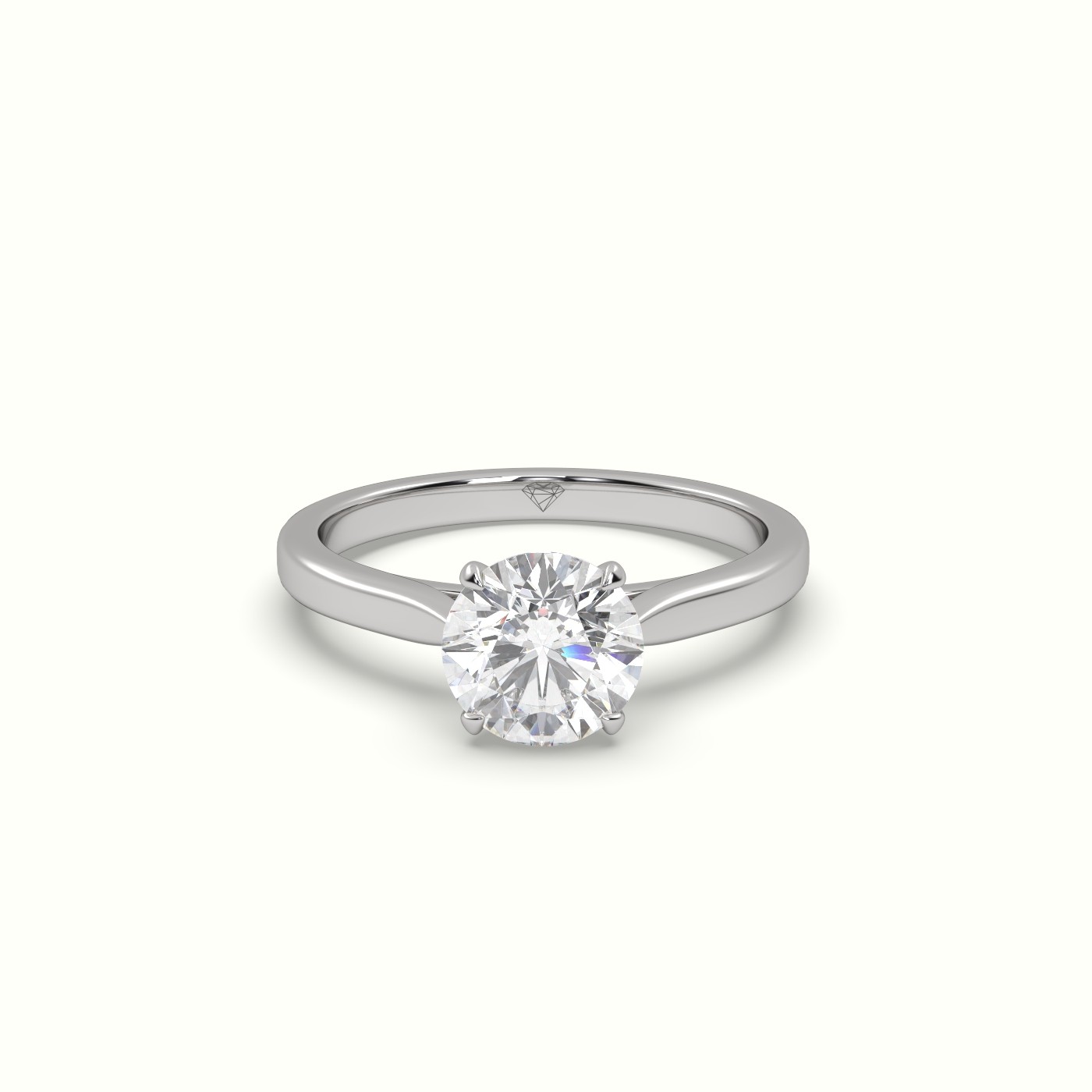 18K White Gold Round Solitaire Diamond 4 prongs Engagement Ring