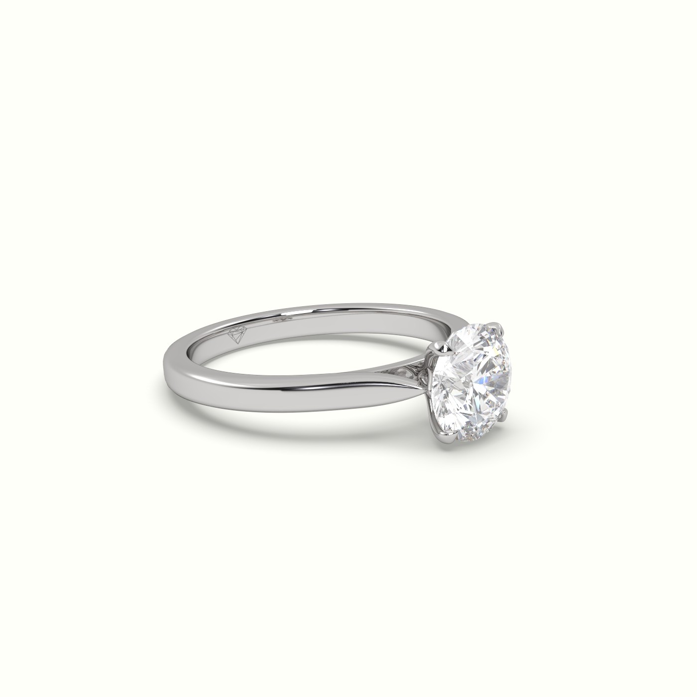 18K White Gold Round Solitaire Diamond 4 prongs Engagement Ring