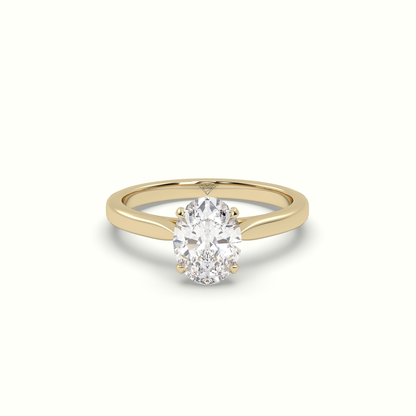 18K Yellow Gold Oval Cut Solitaire Diamond 4 prongs Engagement Ring