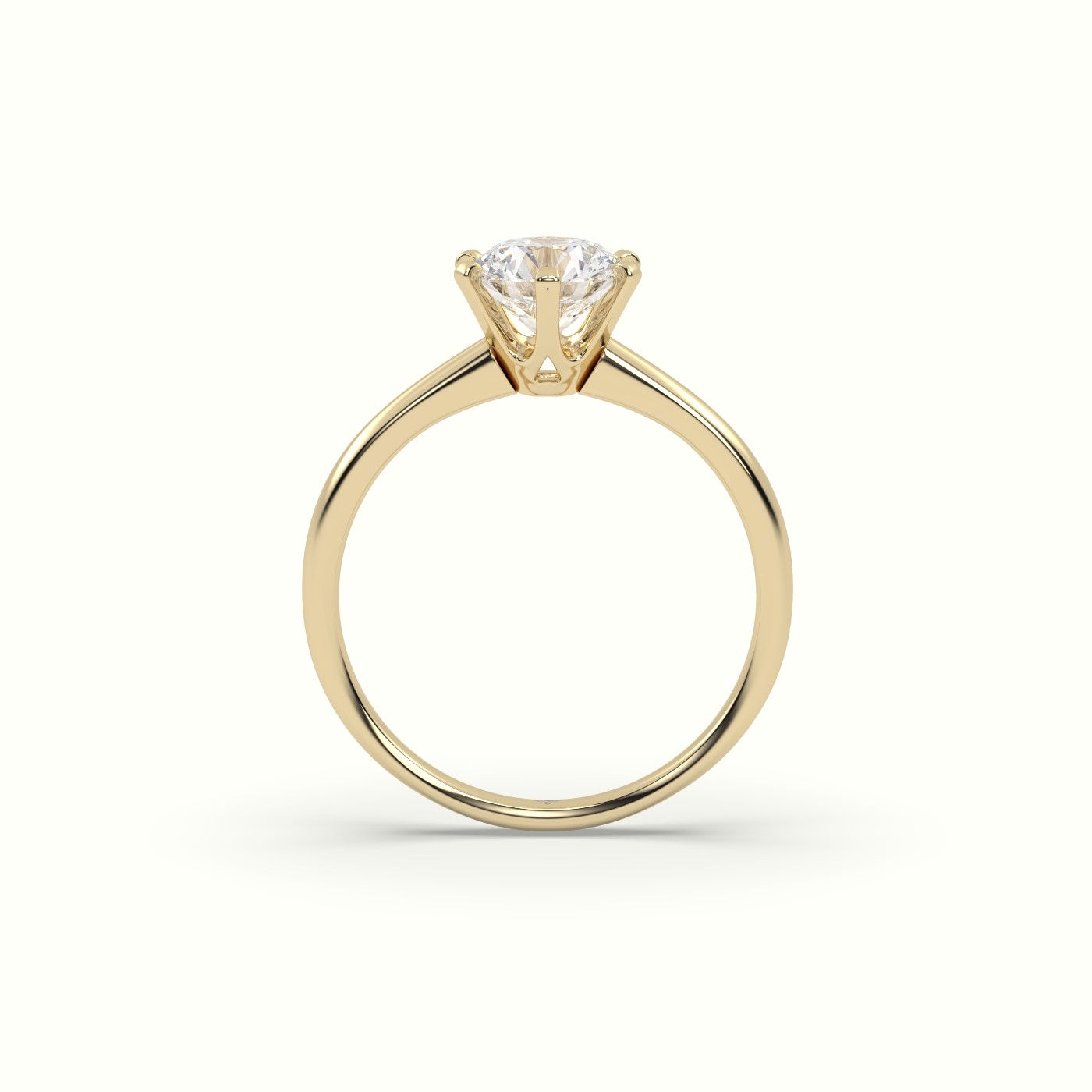 18K Yellow Gold Solitaire Round Diamond Ring 6 Prong Elegance