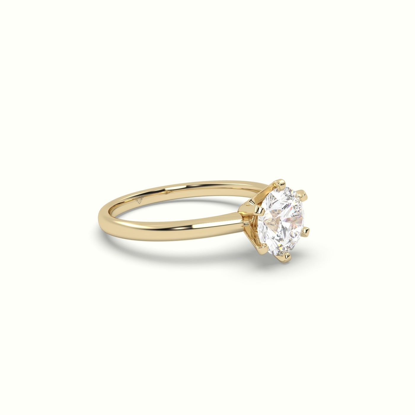 18K Yellow Gold Solitaire Round Diamond Ring 6 Prong Elegance