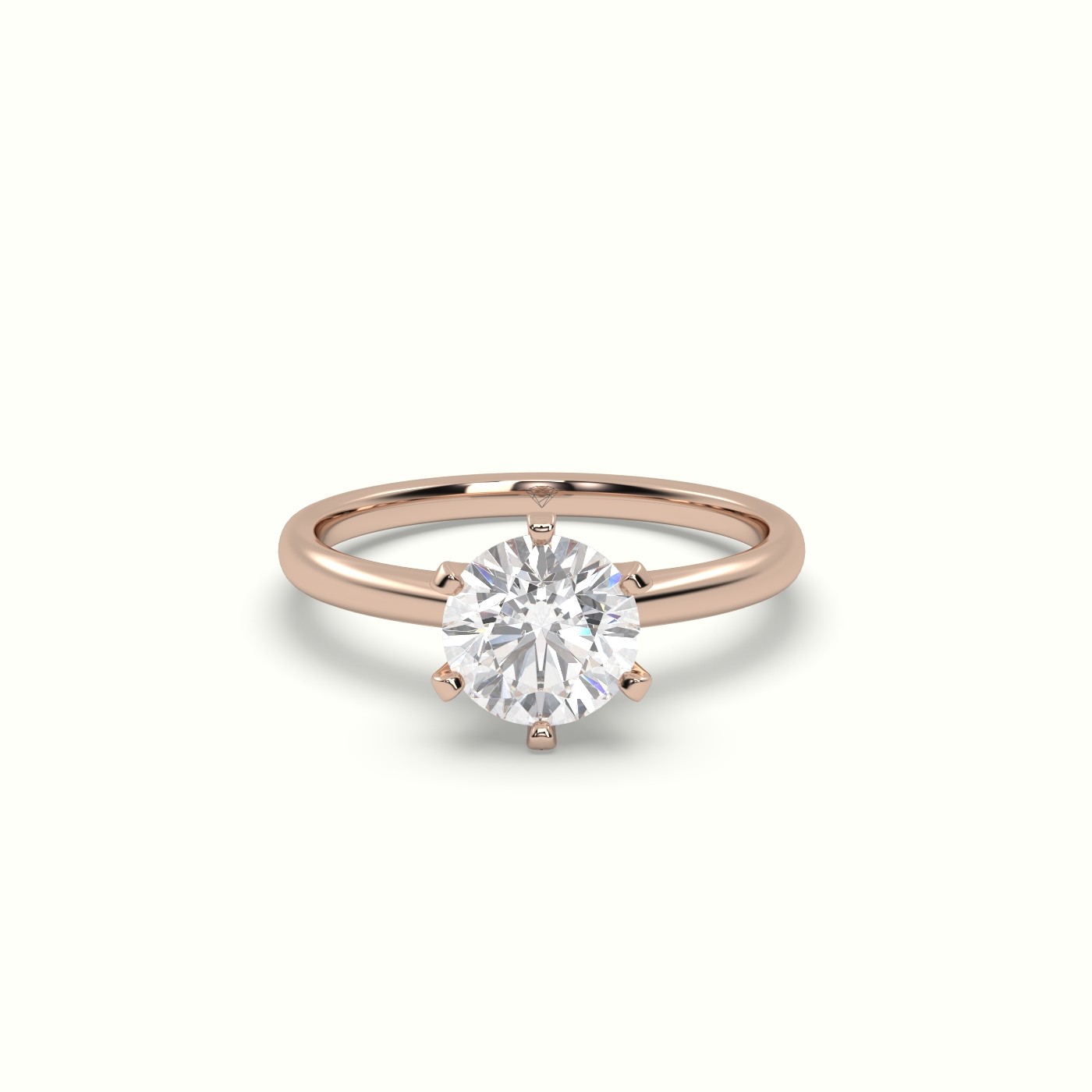 18K Rose Gold Solitaire Round Diamond Ring 6 Prong Master