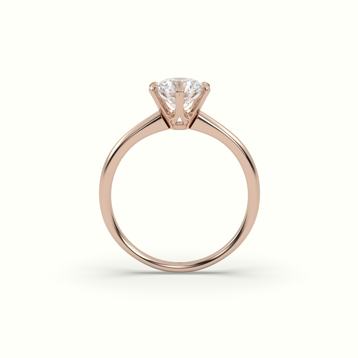 18K Rose Gold Solitaire Round Diamond Ring 6 Prong Master