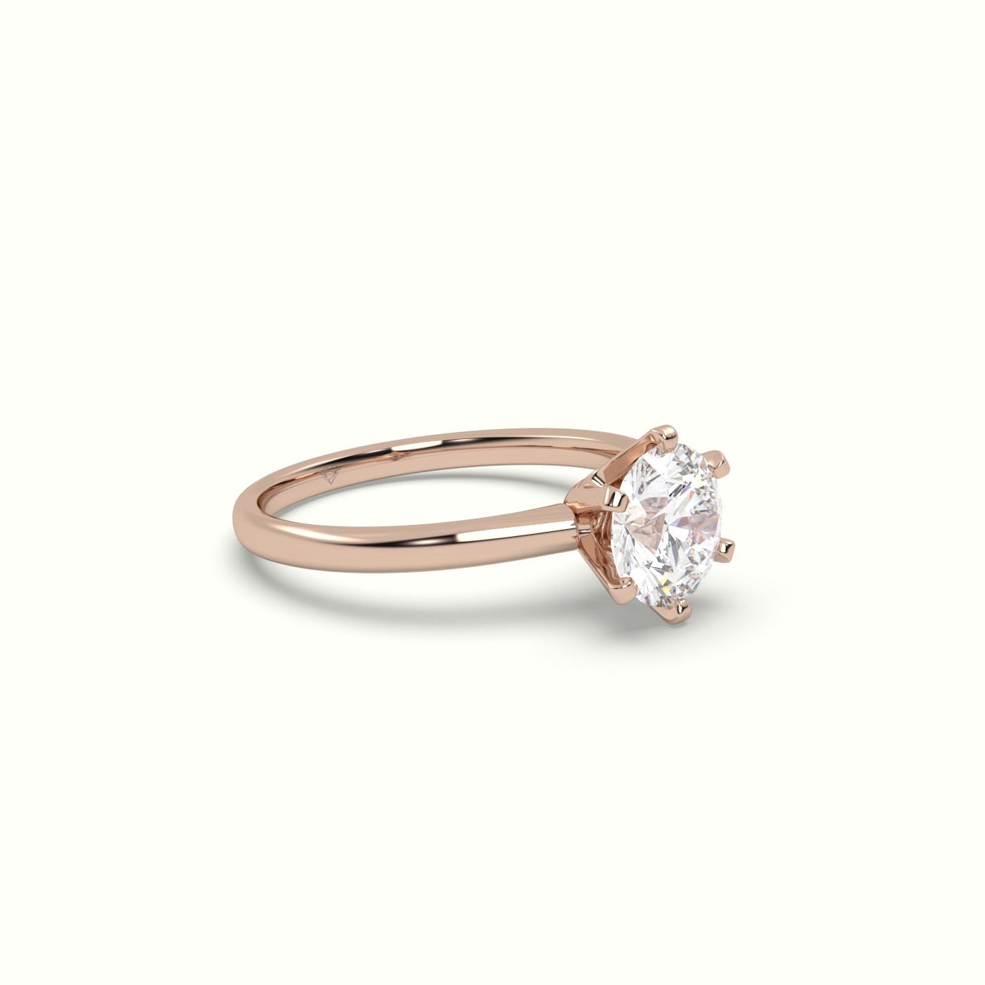 18K Rose Gold Solitaire Round Diamond Ring 6 Prong Master