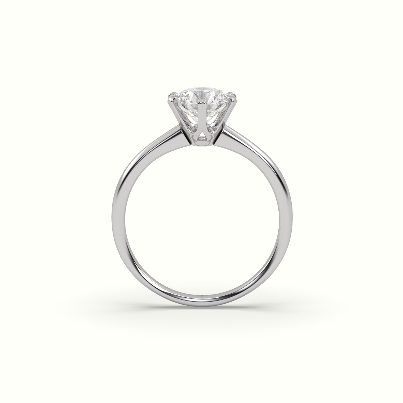 18K White Gold Solitaire Round Diamond Ring 6 Prong Splendor